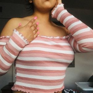 Long Sleeve pink stripe top